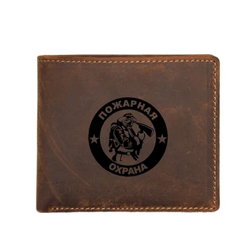 

FIRE PROTECTION Personality Wallet Men RFID Card Wallet Real Leather Coin Bags Men engrave Name Two Fold Purses Male Wallets