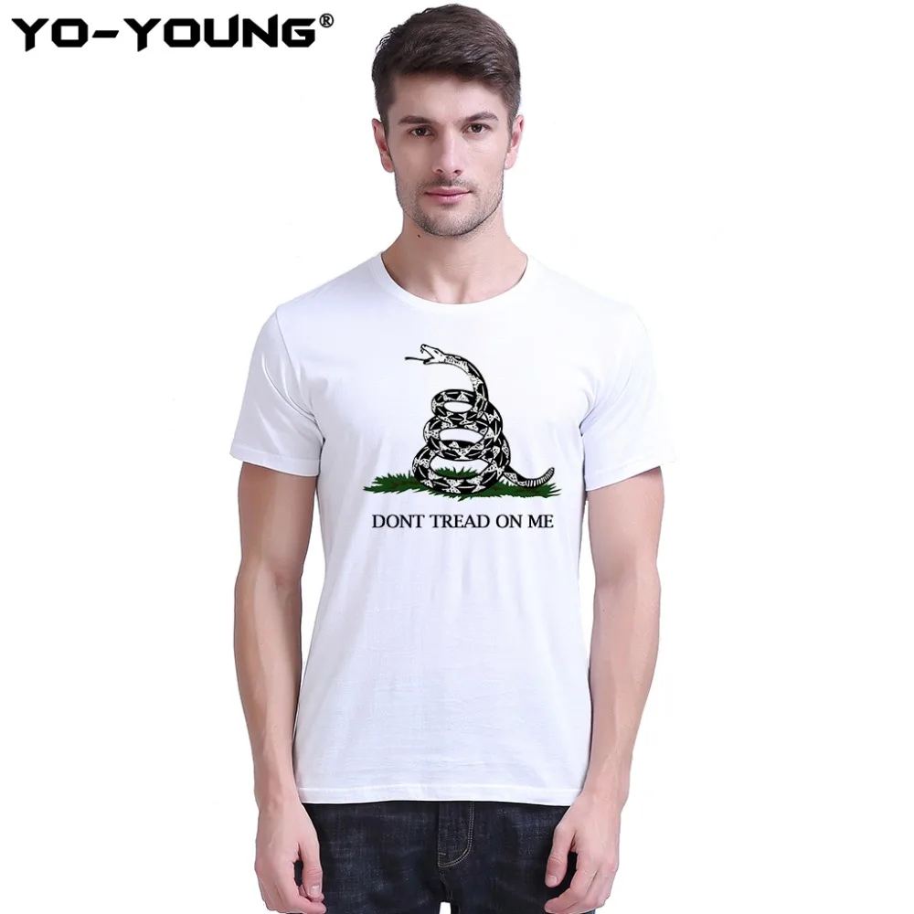 Yo-Young Men T Shirts Dont Tread On Me Rattlesnake Casual Design Digital Printed 100% Cotton Unisex Top Tees Homme Customized |