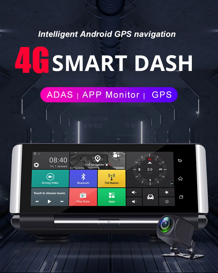 QUIDUX 3g 4G Видеорегистраторы для автомобилей Камера gps 6,8" Android Dashcam регистратор ADAS Full HD 1080 P видео регистратор Двойной объектив dvrs Wi-Fi монитор