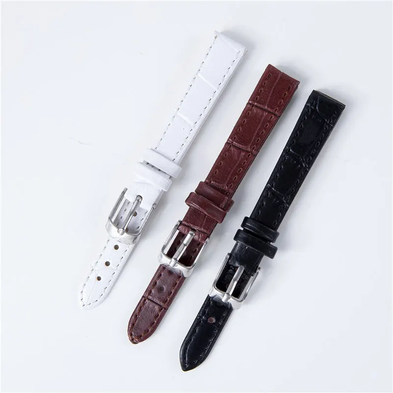

High Quality Leather Bamboo Pattern Watchband with Silver Buckle Clasp Watch Accessories Watch Strap 12mm 14mm 16mm 18mm 20mm