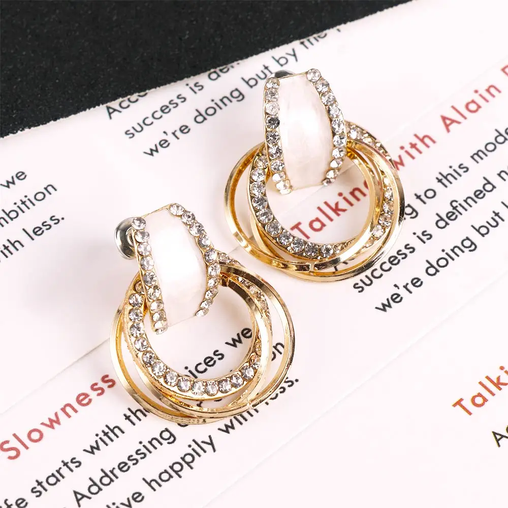 Роскошные романтические хрустальные камни геометрические маленькие круглые серьги-кольца для женщин вечерние ювелирные изделия подарок
