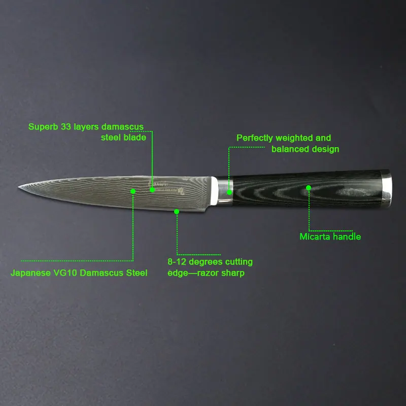 Дамасские Ножи, нож шеф-повара, японский кухонный нож, дамасский VG10, нож из нержавеющей стали 5 дюймов, ультра Микарта, деревянная ручка