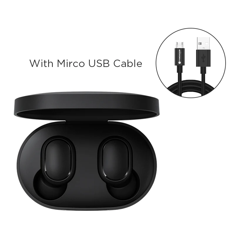 Xiao mi Red mi Airdots черные bluetooth-наушники Youth mi True беспроводные наушники Bluetooth 5,0 TWS Air Dots гарнитура - Цвет: Add Micro USB Cable