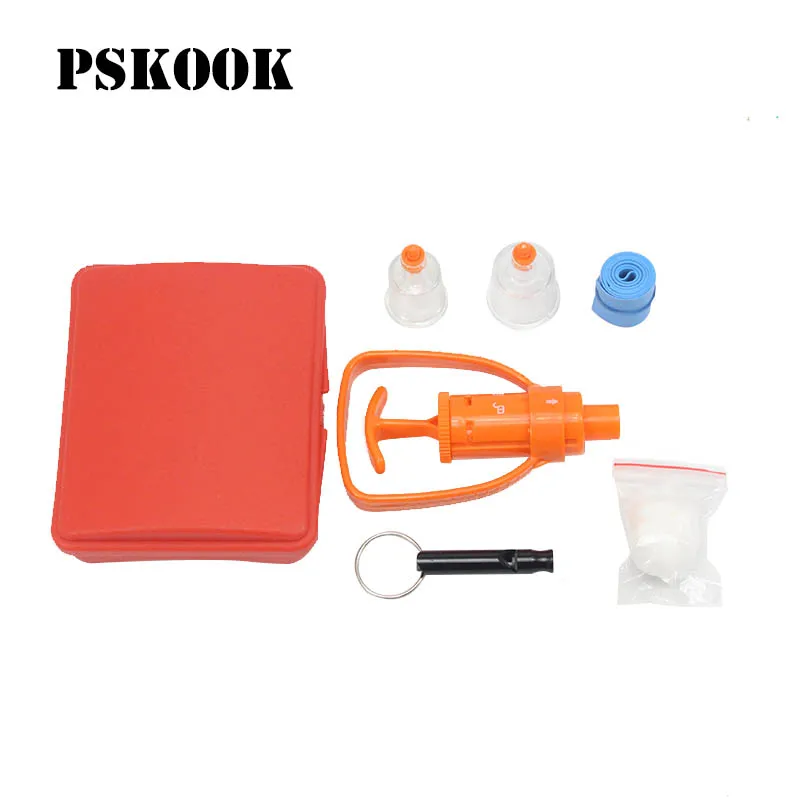 PSKOOK Poison Venom Extractor Outdoor Emergency Kit Survival Whistle Travel Snake Spider Bite Rescue Tool First Aid Medical Pump | Спорт и