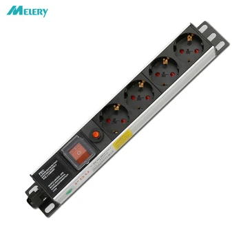 

PDU Power Strip Network Cabinet Rack Plug Socket 1U Aluminum Alloy 4 way EU Outlets Overload Protection Switch 2m Extension Cord