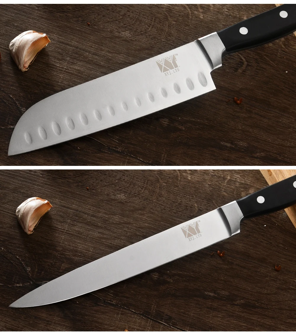 XYj кухонные ножи из нержавеющей стали, нож для очистки овощей Santoku, нож для нарезки хлеба, ножи из нержавеющей стали с ручкой ABS, кухонные инструменты