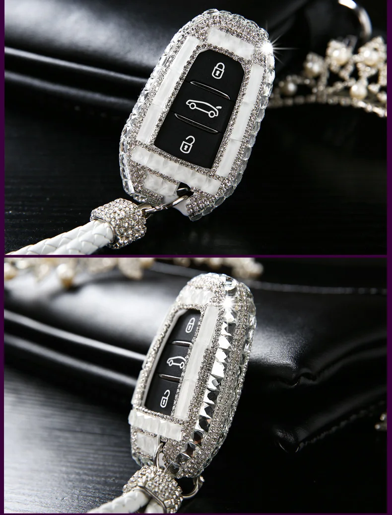 Роскошное бриллиантовое украшение Автомобильный ключ чехол для ключей для peugeot 408 2008 508 301 308S для Citroen C4L C3-XR DS5L DS4 DS6 оболочка для Smart ключа