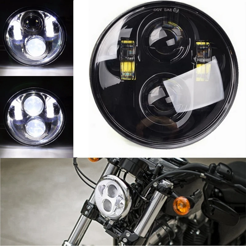

5-3/4 5.75 Inch Projector LED Headlight for Motorcycles Headlamp 40W