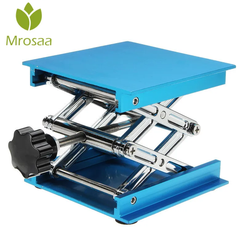 New Arrival Adjustable 4X4” Aluminum Oxide Laboratory Lab-Lift Lifting Platforms Lab Jack Scissor Stand Rack 100X100X150mm