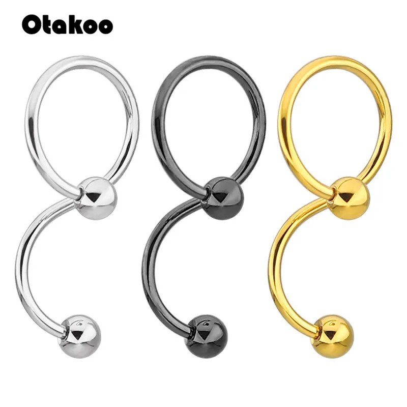 Спиральное кольцо Otakoo для пирсинга живота 14 г промышленное стальное пупка