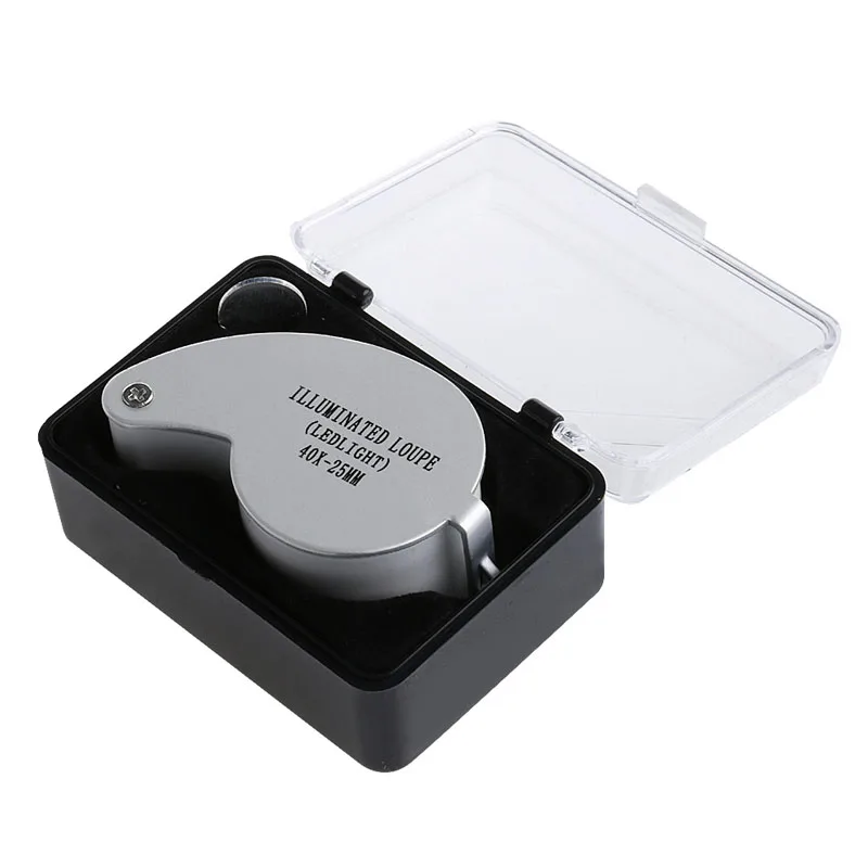 

OOTDTY 40X Glass Magnifying Magnifier Jeweler Eye Loupe Jewelry Loop with LED Lights