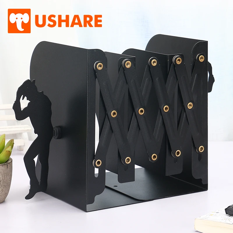 

USHARE Book Holder Adjustable Metal Bookend Book Organizer School Office Home Supplies Bookshelf For Kids Book Accessories Items