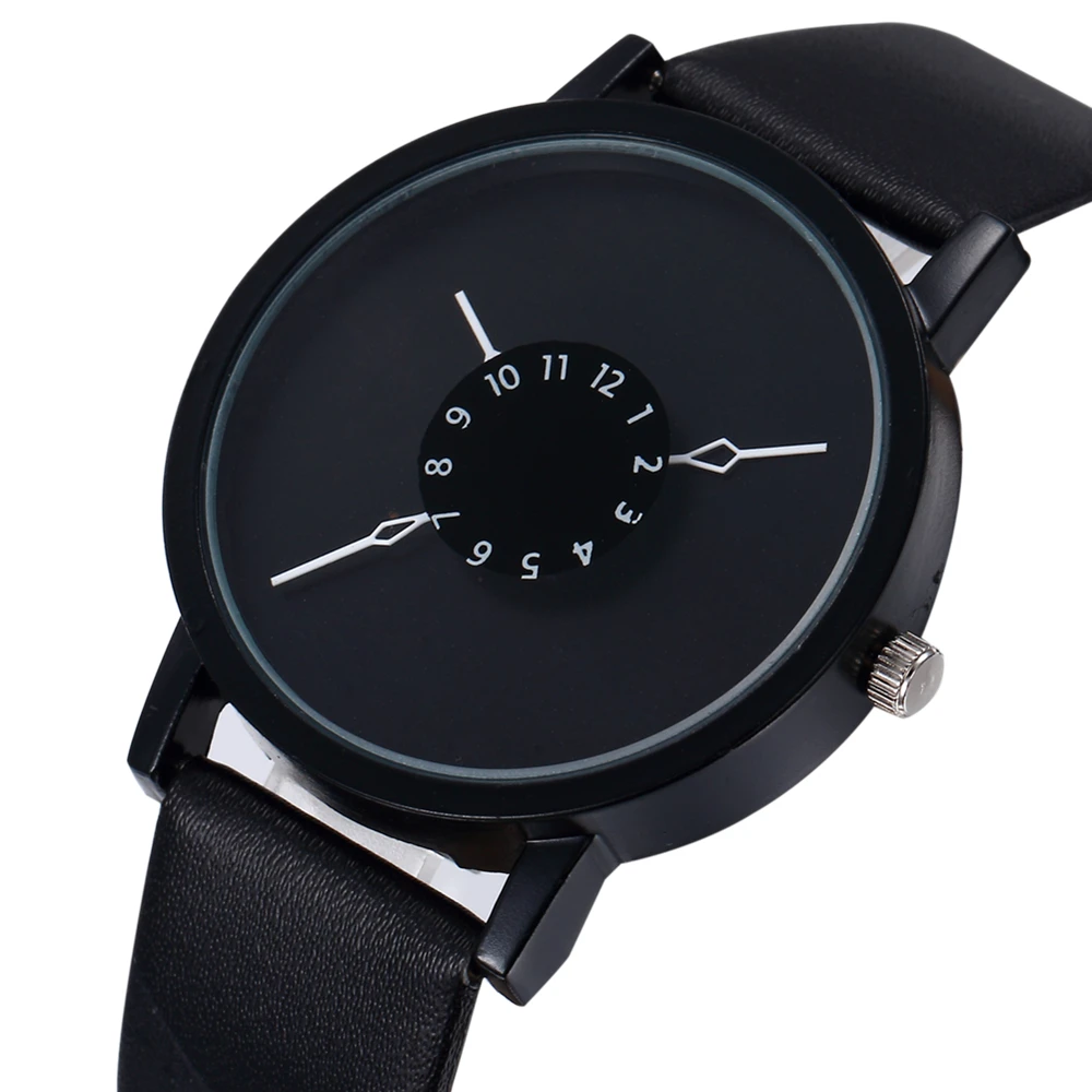 

2019 Fashion Unisex Watch Leather Band Wristwatches Creative Automatical Dial Couple Quartz Clock Reloj Hombre Relogio Feminino