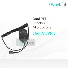Dupla PTT Fone de Ouvido MIC Speaker UV-82 UV-8 UV82L UV-89 UV 82 UV-82 Plus UV-82TP GT-5TP UV-82HP 82 UV-82HX Fone de Ouvido para Baofeng UV