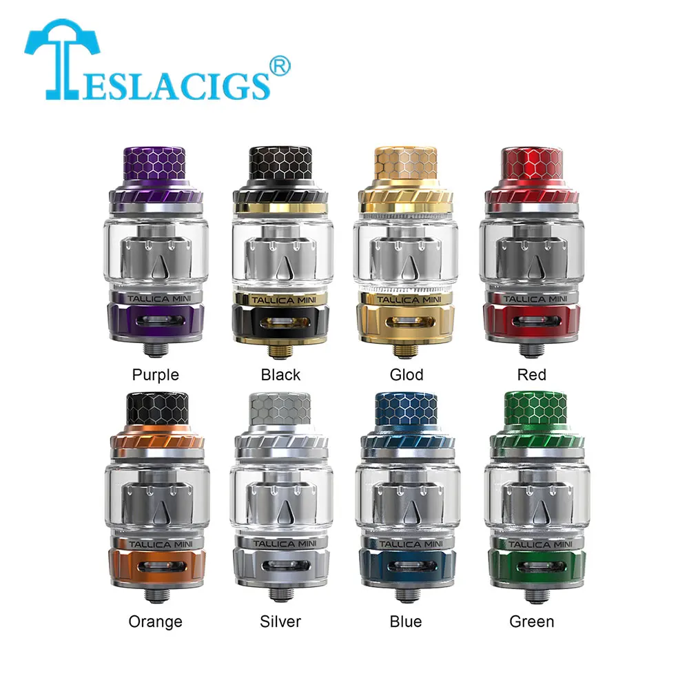 

New Tesla Tallica Mini Mesh Tank 4ml/6ml Subohm Tank with TS-XX 0.18ohm Mech Coil & Resin Drip Dip Top Filling Teslacigs Tank