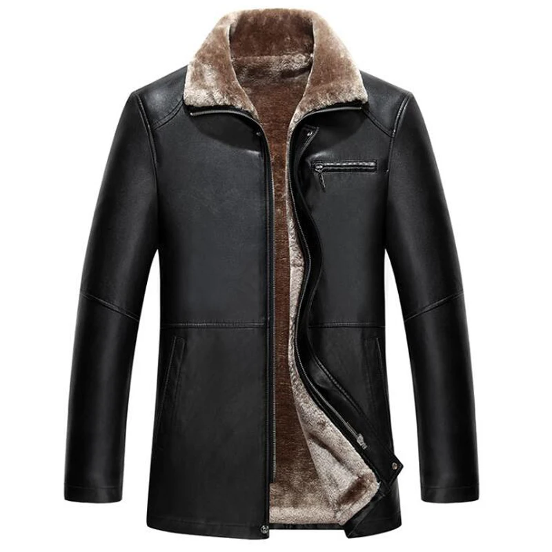 

Russian Winter Style Mens Fur Leather Jacket Casual Fashion Mens Fur Coats Thick Velvet Business Big Tall Mens Fur Jackets C2111