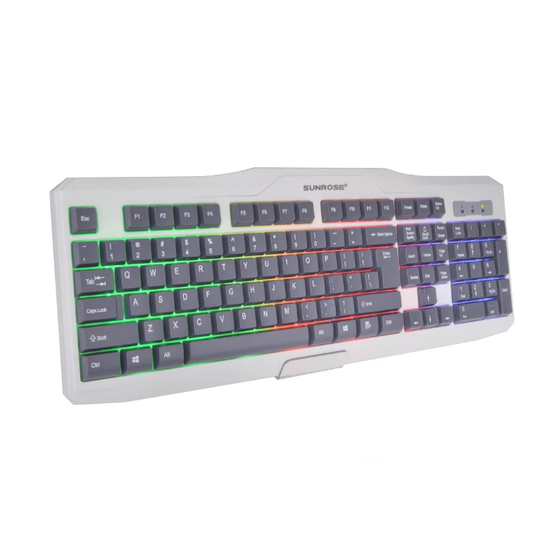 Sunrose Красочный светодиодный компьютер Подсветка Usb 104 клавиши клавиатура английский геймер плавающая клавиатура