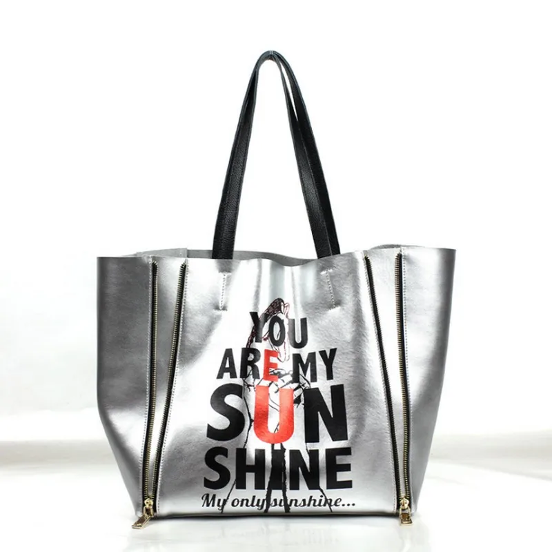 Women Handbag Genuine Leather Shoulder Bag Cowhide Ladies silver color Casual Shopping Bag Large Capacity Tote Bolsos Women Handbag Genuine Leather Shoulder Bag Cowhide Ladies silver color Casual Shopping Bag Large Capacity Tote Bolsos