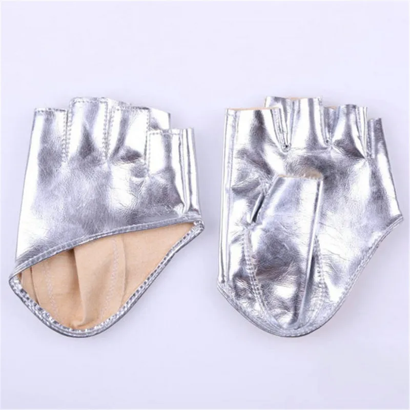Режим Frauen PU-lederne панк Halb пальмовый палец вождения Dacning anzeigen Handschuhe