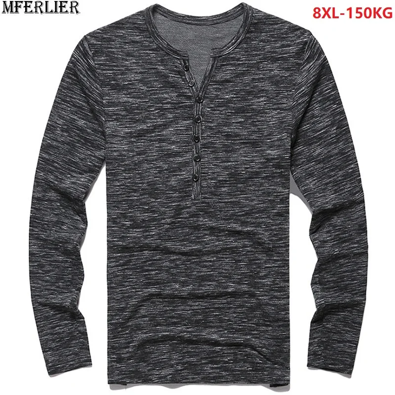 

mens Summer T-shirt Large size big Fat teen Bamboo Cotton men long Sleeve tops 8XL 9XL 10XL gray V-neck tShirt Camouflage 150KG