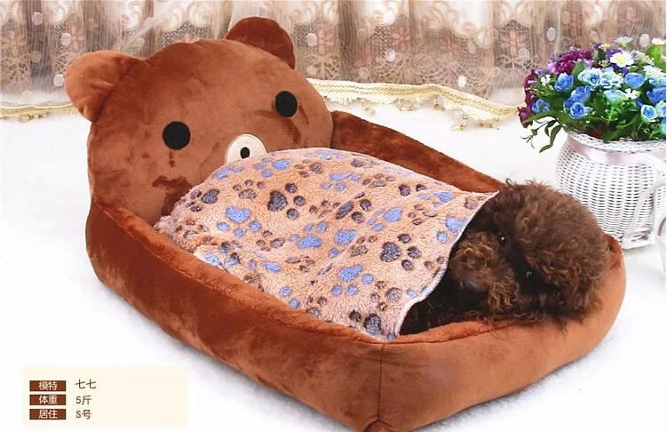 Fine joy Cute Animal Cat Dog Pet Beds Mats Teddy Cushion Basket Supplies S-XL