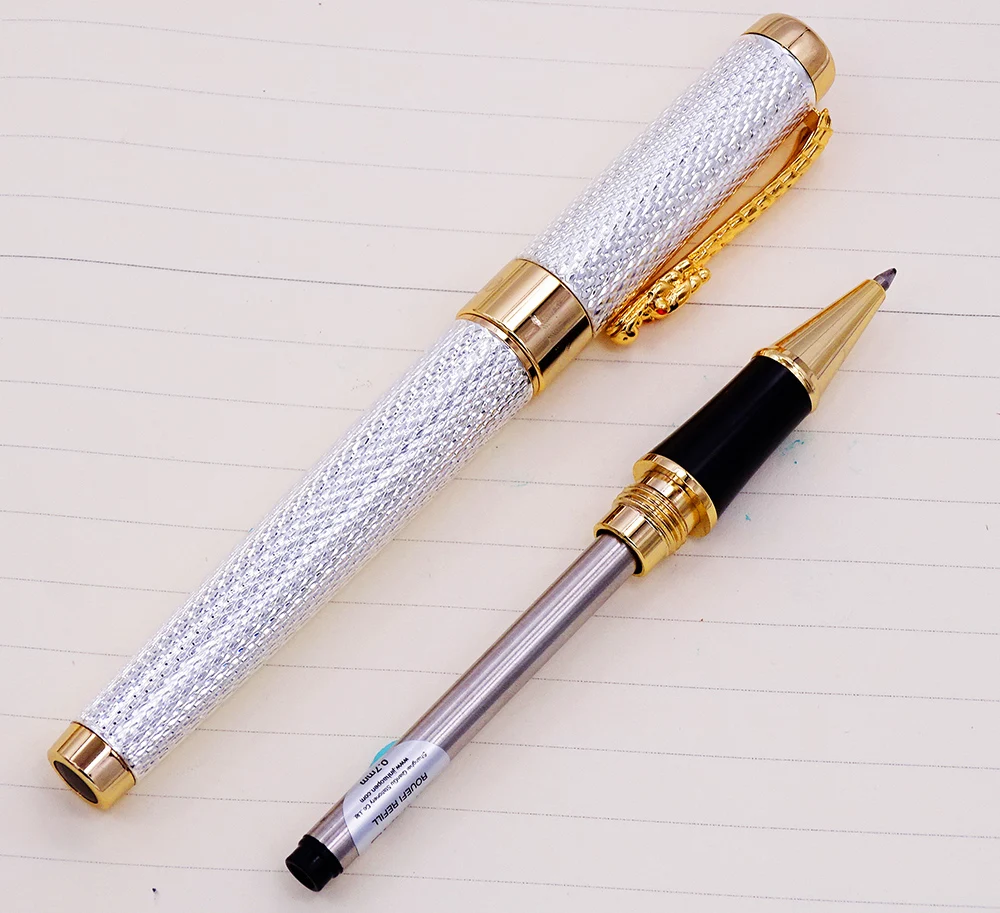 Luxuoso de Prata do Metal Metal do Vintage Caneta na Caixa de Presente Coleção de Canetas de Tinta Jinhao 1200 Fountain Pen & Rolllerball do Vintage Nobre Clipe Dragão 9 Cheap Canetas tinteiro