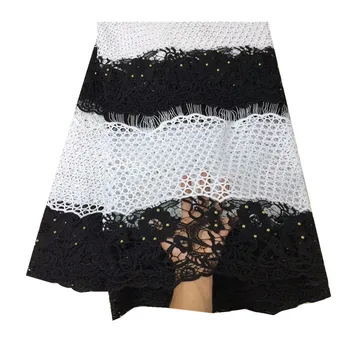 

2018 Hot Sale High Quality African Two-Tone Milk Lace With Beads Lace,Nigeria Lace Fabric For Wedding Dress Or Gift pl65-409