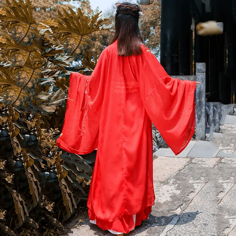 Красный Hanfu для женщин вышивка танцевальный костюм Китайский фестивальный наряд народная сценическая одежда Восточное сказочное платье DF1014