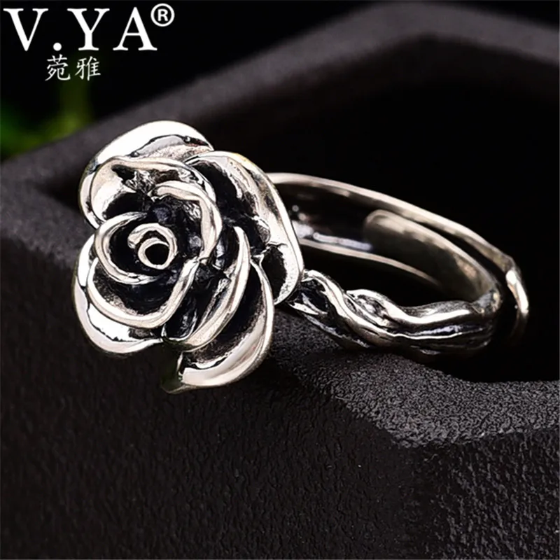 V. YA, элегантные кольца в виде цветка розы из 925 пробы серебра, Женские Ювелирные изделия, регулируемое женское кольцо на палец, подарок на свадьбу, дропшиппинг