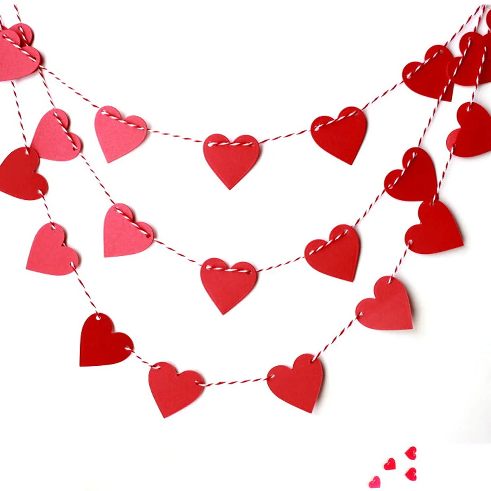 Herz Girlande 4x4m Weiß - Papier Streamer Für Hochzeit & Partys