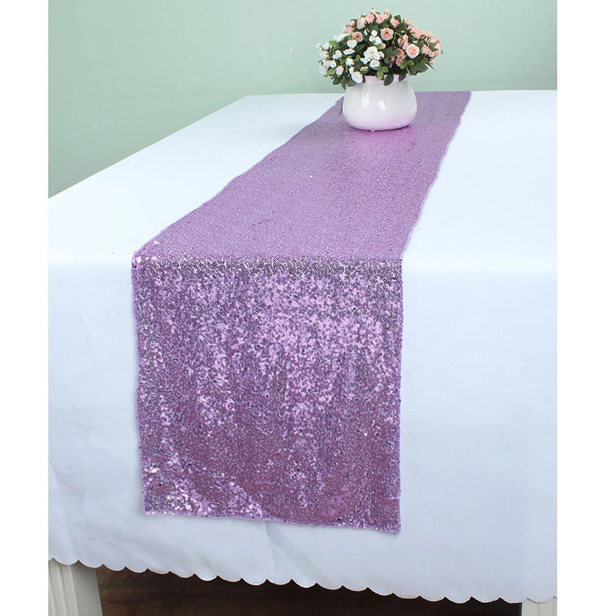 30 x 240 cm Light Purple Glitter Sequin Table Runners Birthday Wedding