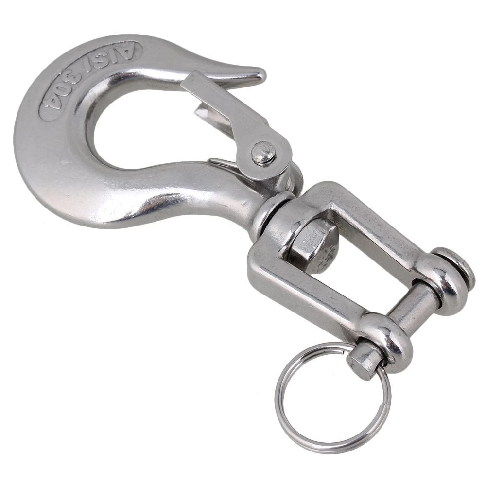 FFLSDR Silver 304 Stainless Steel American Type Trigger Clevis Swivel-Eye Lifting Snap Tone Hook 150KG Loading Capacity FFLSDR Silver 304 Stainless Steel American Type Trigger Clevis Swivel-Eye Lifting Snap Tone Hook 150KG Loading Capacity