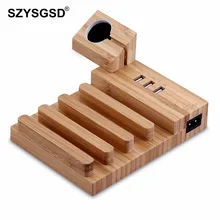 SZYSGSD бамбуковая деревянная usb зарядная станция для Apple Watch настольная подставка зарядное устройство для iPhone samsung Быстрая зарядка 3A для iPad планшета