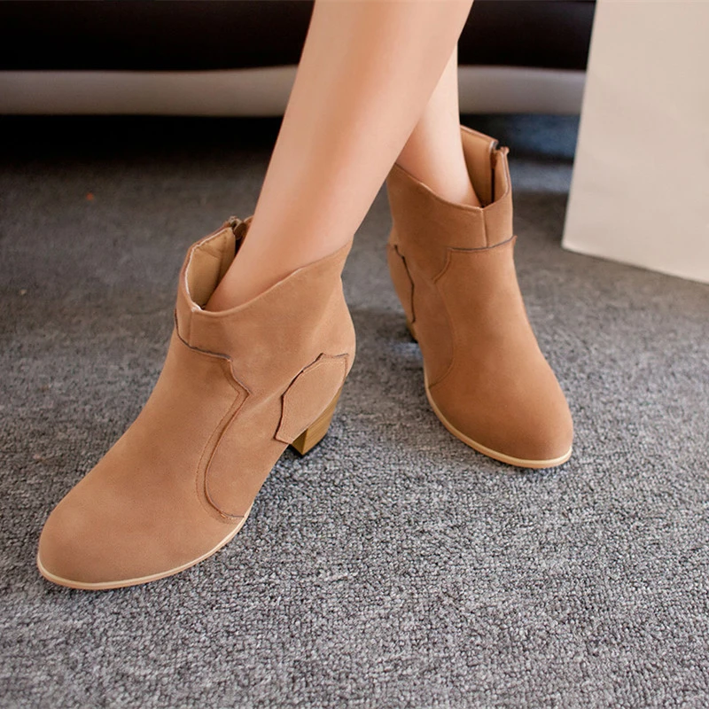 

Autumn fashion Rough Martin Boots Female Thick Heel side Zipper Scrub Boots Short  Platform punk women's boots Plus Size 34-43