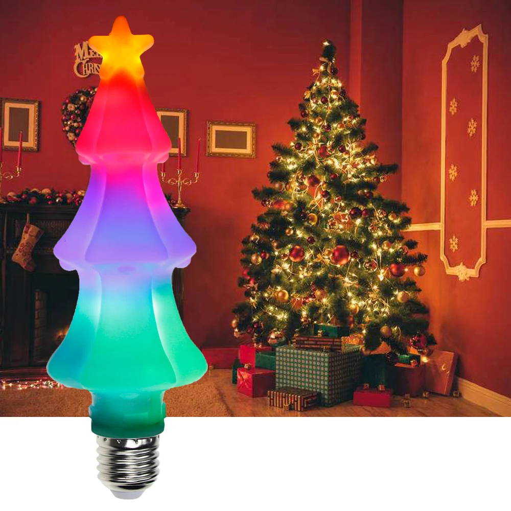 

E27 3D Christmas Tree LED Lamp E26 Creative Lights 220V Christmas Decoration for Home 110V LED Flame Effect Light Bulb AC85-265V