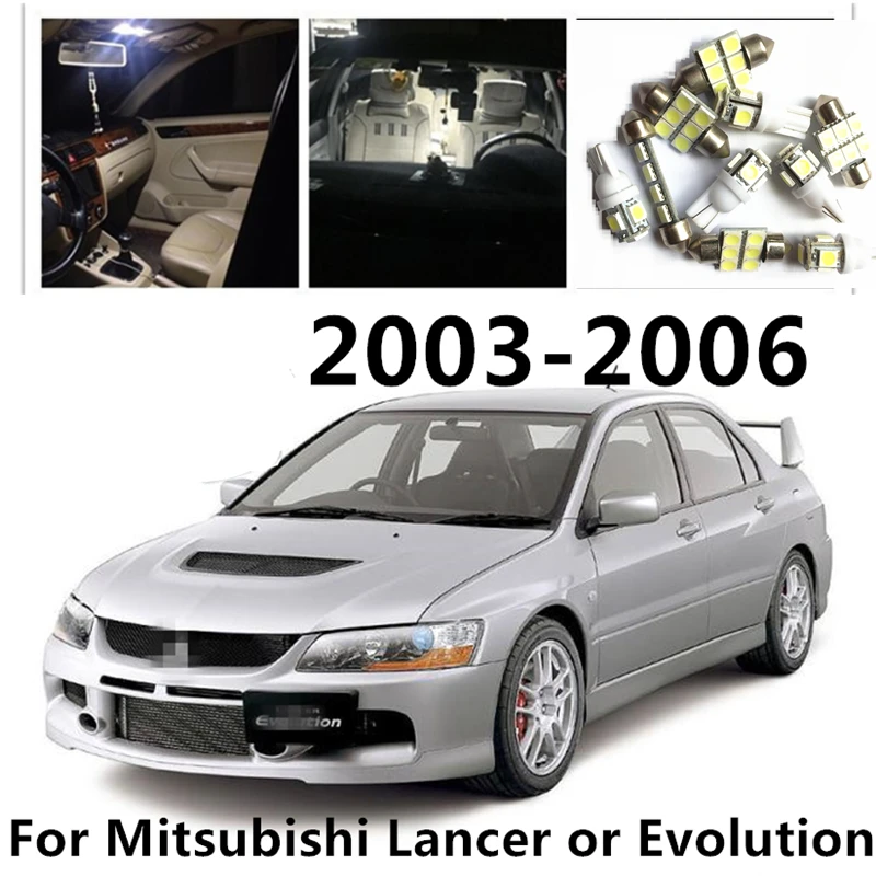 

LOAUT 8pcs LED White Map Dome Light Bulbs For Mitsubishi 2003-2006 Lancer or Evolution Light Bulbs Interior Package Kit