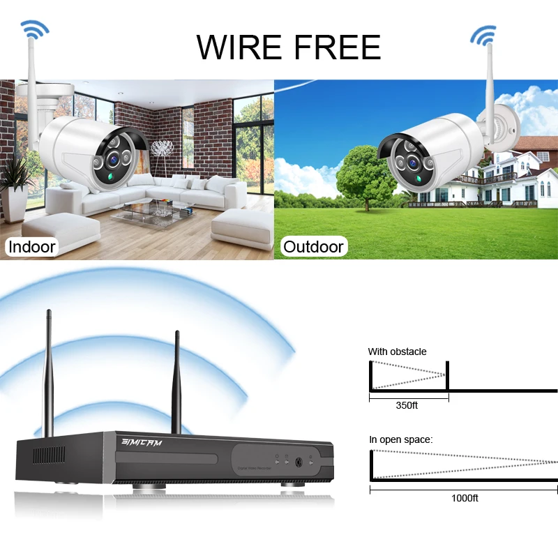 1080P Wireless CCTV System H.265 2MP 8CH HD wi-fi NVR kit Outdoor IR Night Vision IP Wifi Camera Security System Surveillance