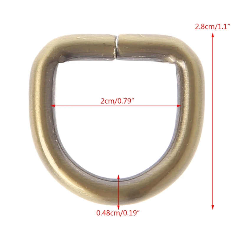 10pcs 2cm Metal Strap Belt Web D Ring Bags Buckle Clasp Handbag Leather Bag Purse Bag Accessories