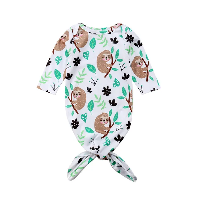 Хлопковый ночной халат с цветочным принтом для новорожденных мальчиков и девочек