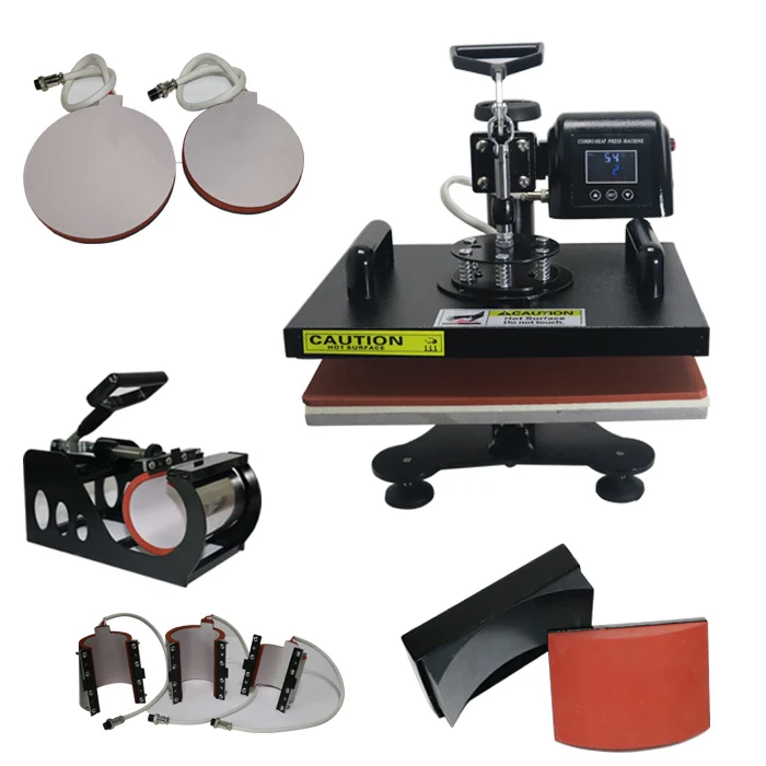 

ToAuto Digital Sublimation Transfer 8 In 1 Hot Press Machine T Shirts Mug Cap Embossing Printer Swing-Away Manual Heat Machine