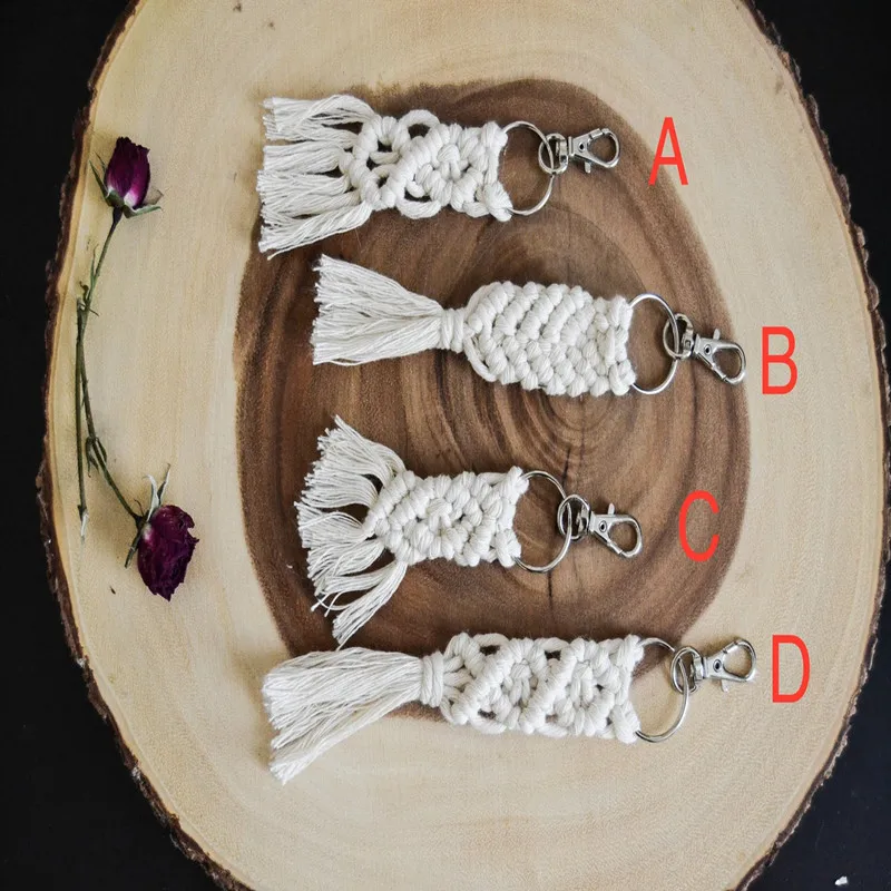 

2019 Macrame Keychain For Women 100% Cotton Handmade Keyring Macrame Cord Best Friend Keychain Gift For Family