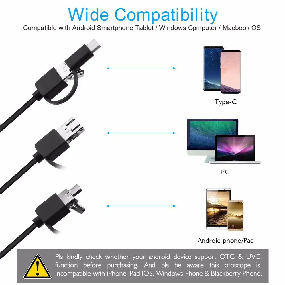 EastVita 5 мм визуальный очиститель ушной серы Android эндоскоп камера OTG USB отоскоп