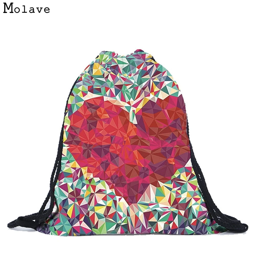 

Naivety Backpack New Women Sweet Geometric Hearts 3D Printing Drawstring Bag AUG30 drop shipping