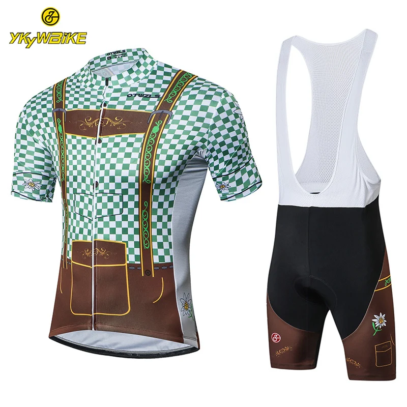 

YKYWBIKE Cycling Jersey and Bib Shorts Set For Man Bicycle Bike Short Sleeve MTB Jersey Clothing Suit Padded Racing Cycling Sets