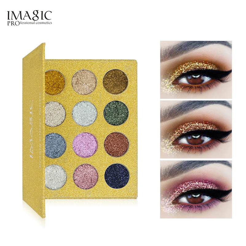 

IMAGIC Brand 12 Colors Eyeshadow Palette Diamond Rainbow Glitter Make Up Cosmetic Pressed Glitters Eye shadow Magnet Palette