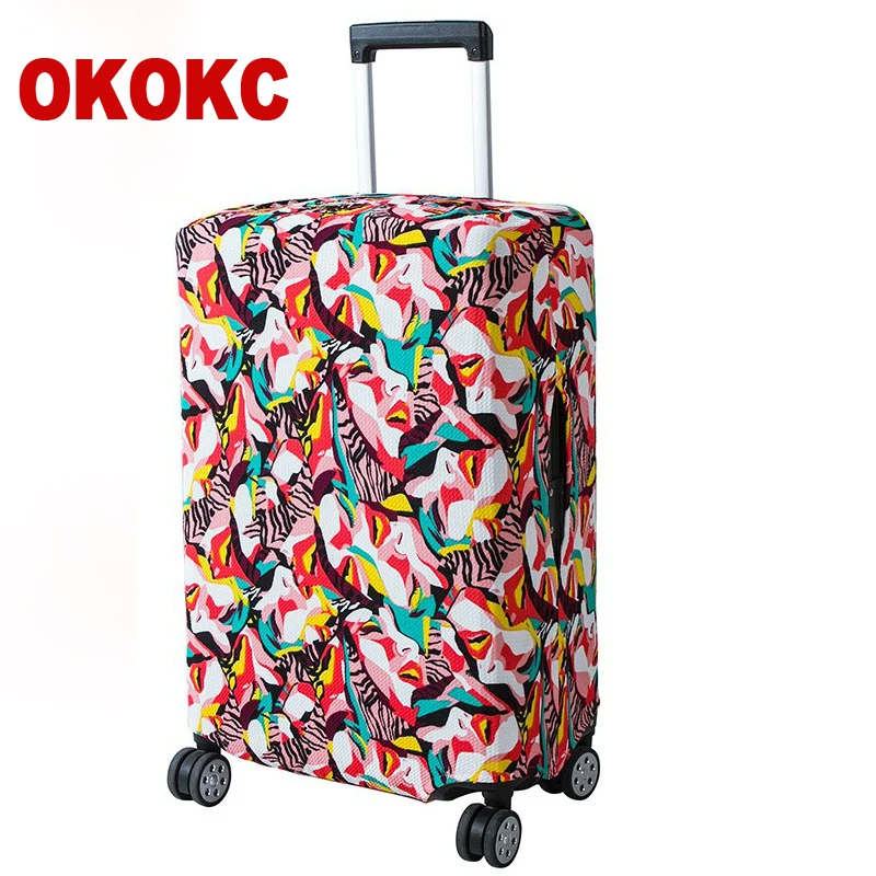

OKOKC Thin Face Printing Luggage Protective Cover Travel Suitcase,Dust Zipper Cover Elastic Waterproof Accessories Covers