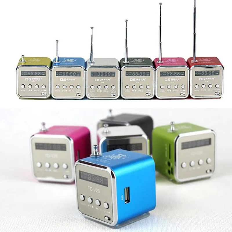 Портативный Мини СВЕТОДИОДНЫЙ Музыка Стерео Медиа Спикер Плеера Fm-радио USB Micro SD
