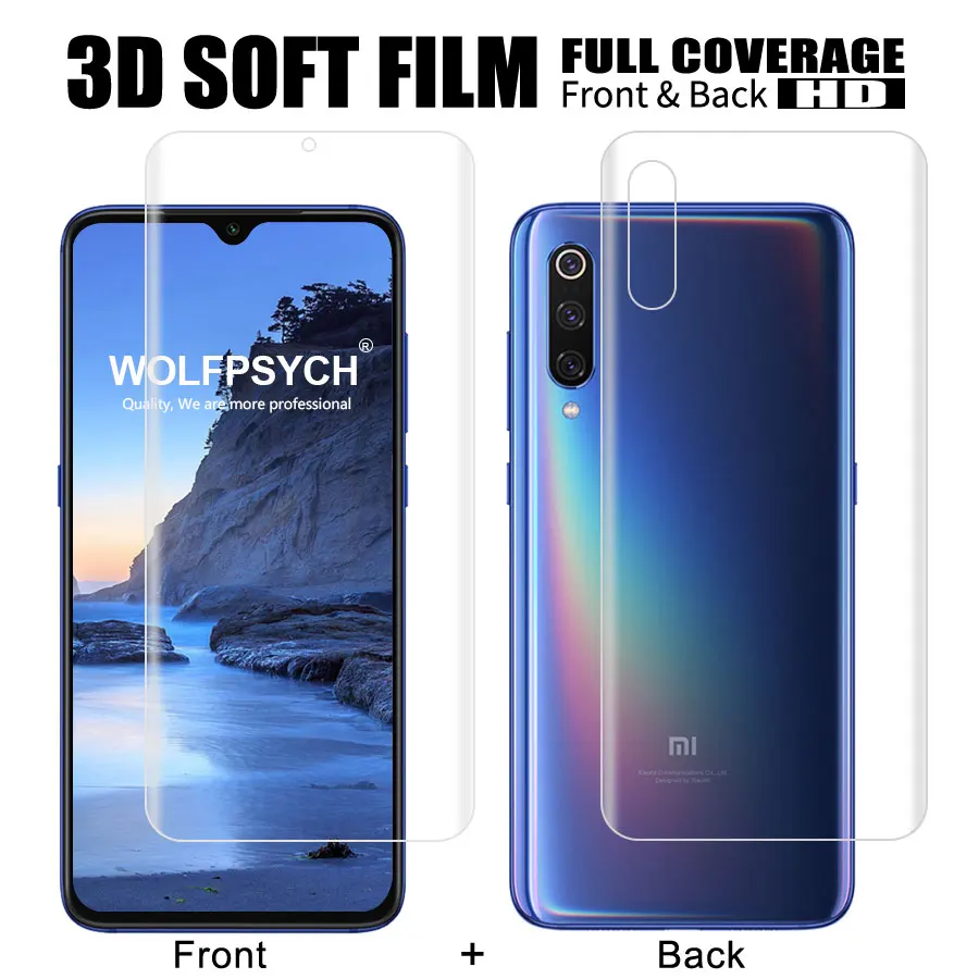 

WOLFPSYCH Front and Back 3D Full Cover Soft TPU Film Screen Protector For Xiaomi Mi 9 Protective Film For Mi 9 SE Hydrogel