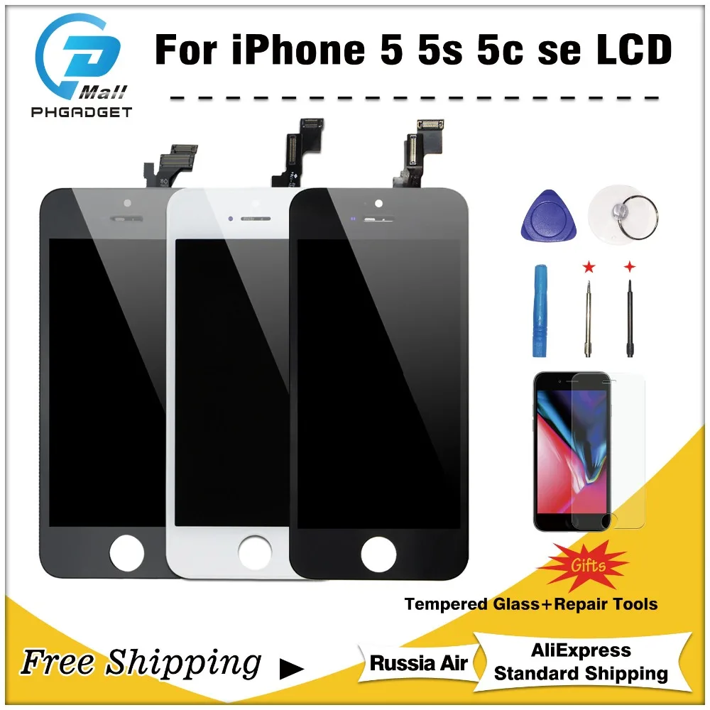 1 шт. AAA + качество для iPhone 5 5S 5c SE ЖК-дисплей сенсорный экран сборка 100% абсолютно