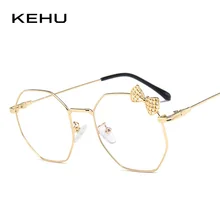 KEHU леди нерегулярные очки сплав очки Рамка Ретро галстук-бабочка соизволил Ясно линзы дизайнер Брендовая Дизайнерская обувь очки K9686
